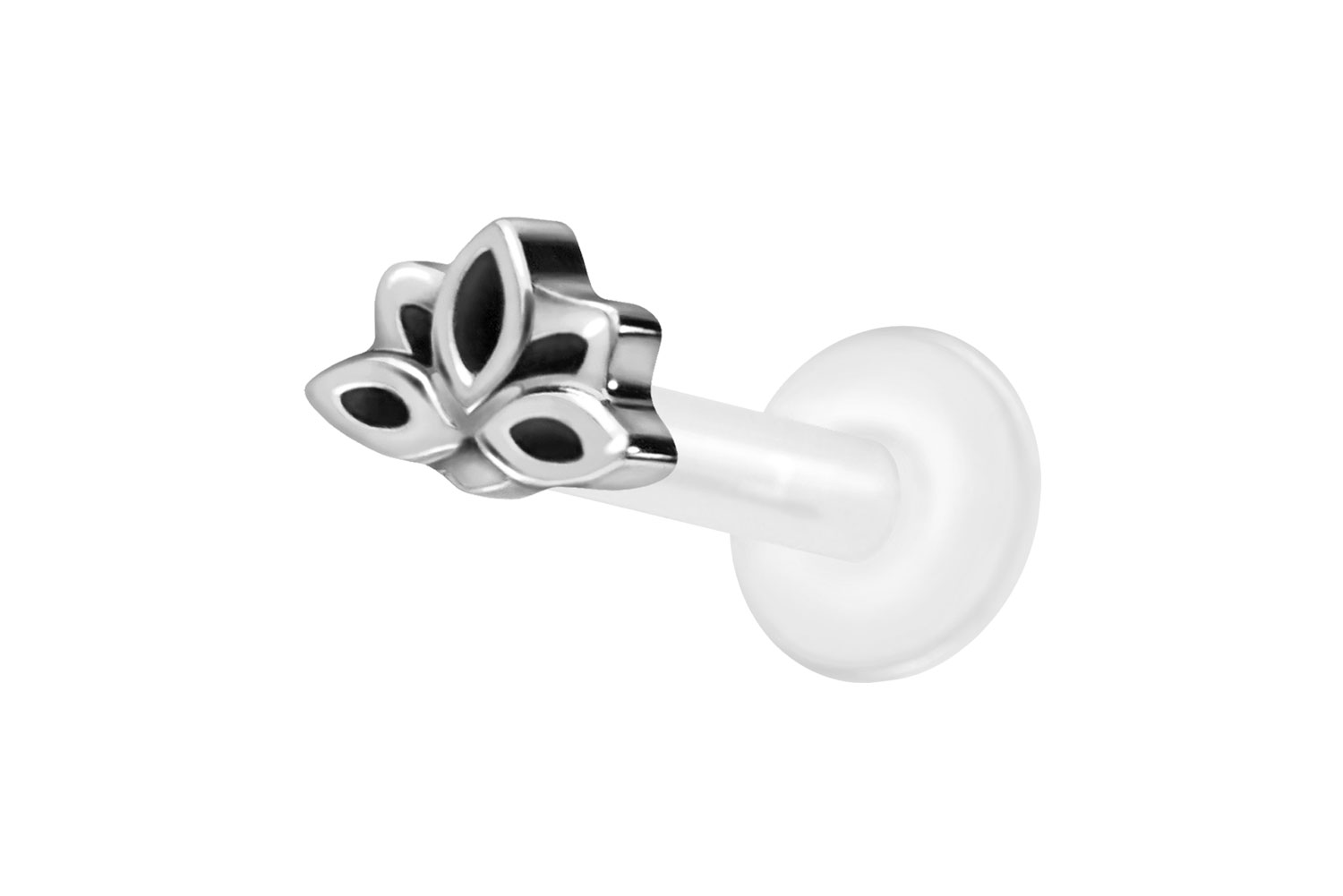 PTFE Labret Piercing mit Innengewinde + Titan-Aufsatz LOTUSBLÜTE